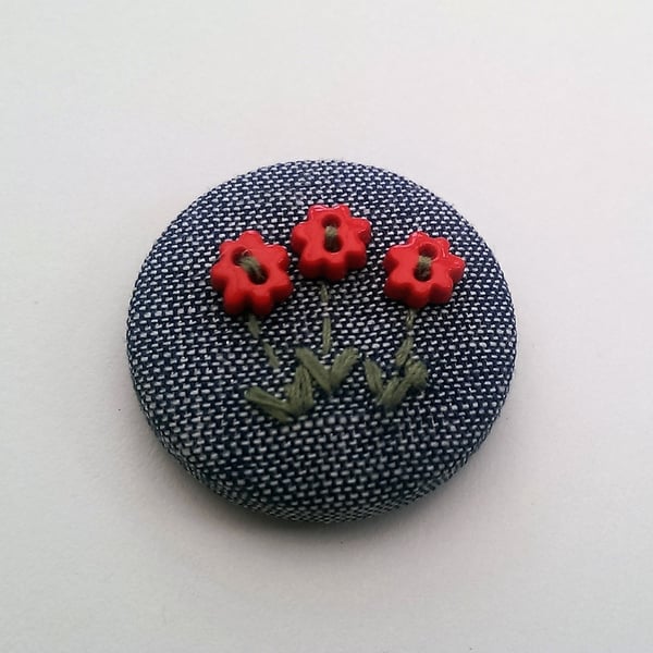 SALE Hand Embroidered Posy Flower Badge Brooch
