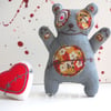 valentine's zombie panda - yellow