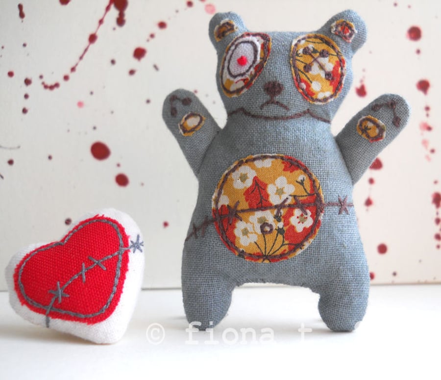 valentine's zombie panda - yellow