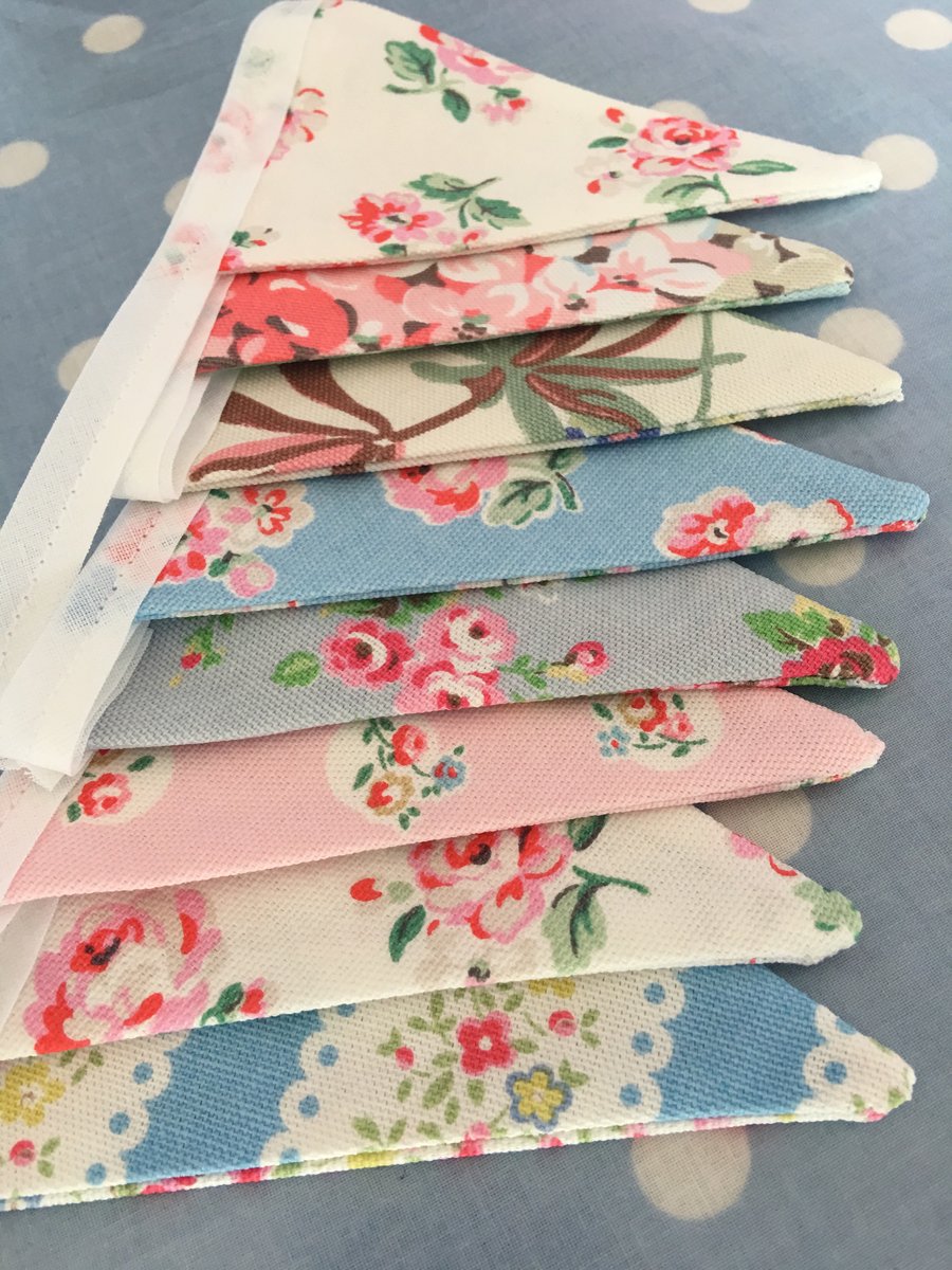Cath kidston mini cotton fabric bunting, banner, wedding,party flags