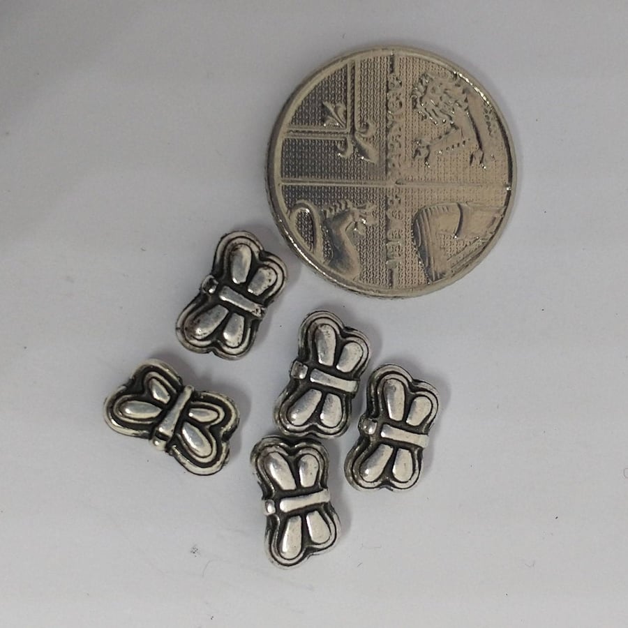 Metalized Acrylic Antique Silver Beads Various Shapes x 30