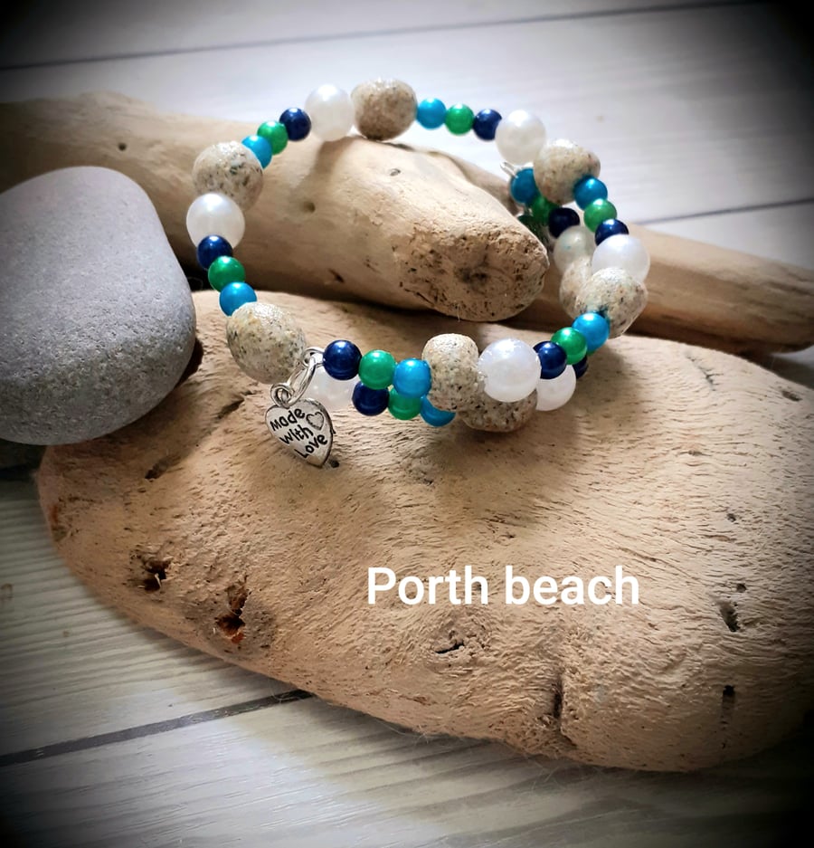 Porth  beach sand bead bracelet