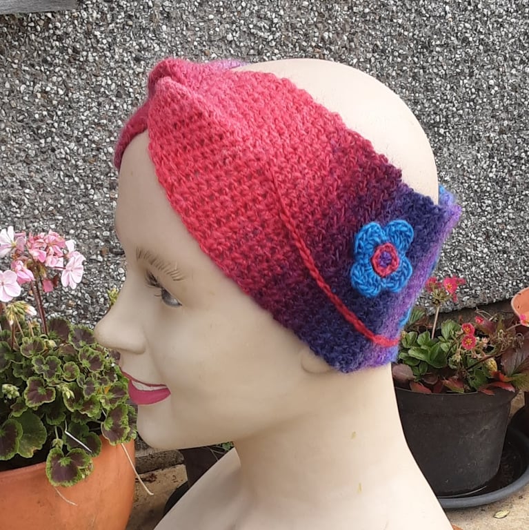 Adult ear warmer. Twisted headband. Handmade. Free UK first class postage