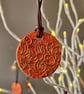 Set of 4 Clay Embossed Christmas Ornaments with Gold BoHo Pattern Gift Set