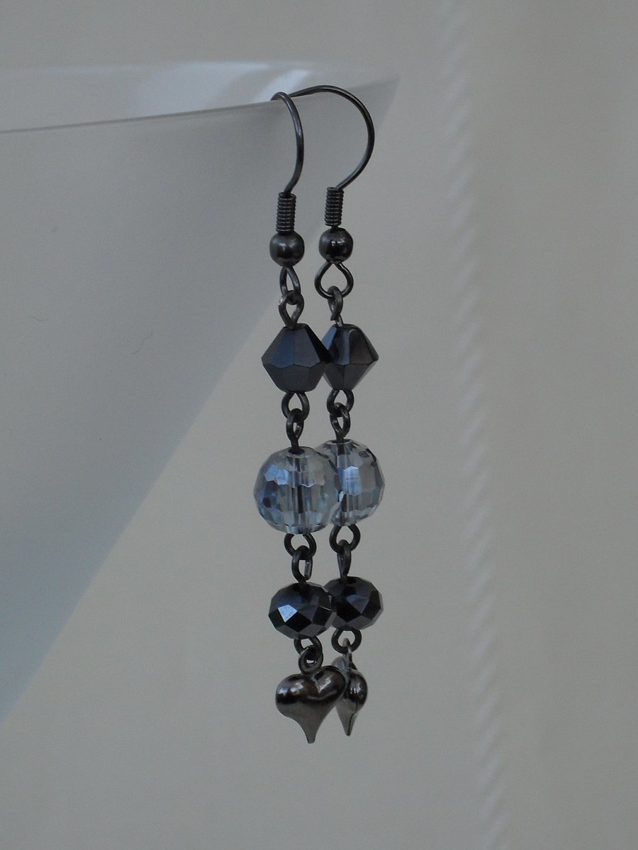'A little piece of my heart' blue crystal handmade earrings
