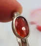 Textured Silver Ring with Faceted Garnet Slice : Size K - Image 1