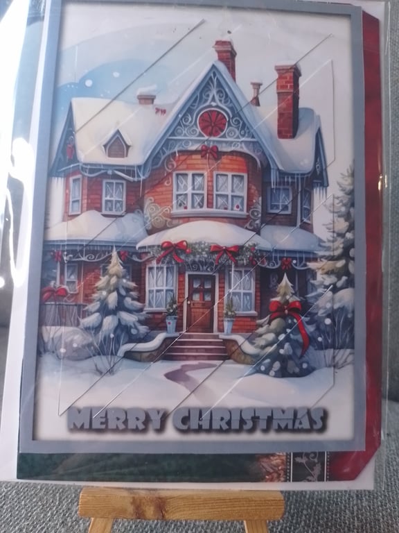 SNOWY SCENIC HOUSE CHRISTMAS GREETINGS CARD 