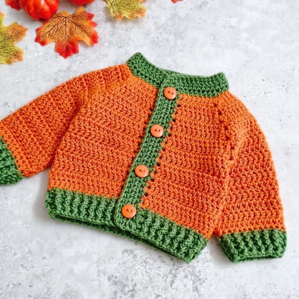 Pumpkin Crochet Baby Cardigan - First Halloween Gift