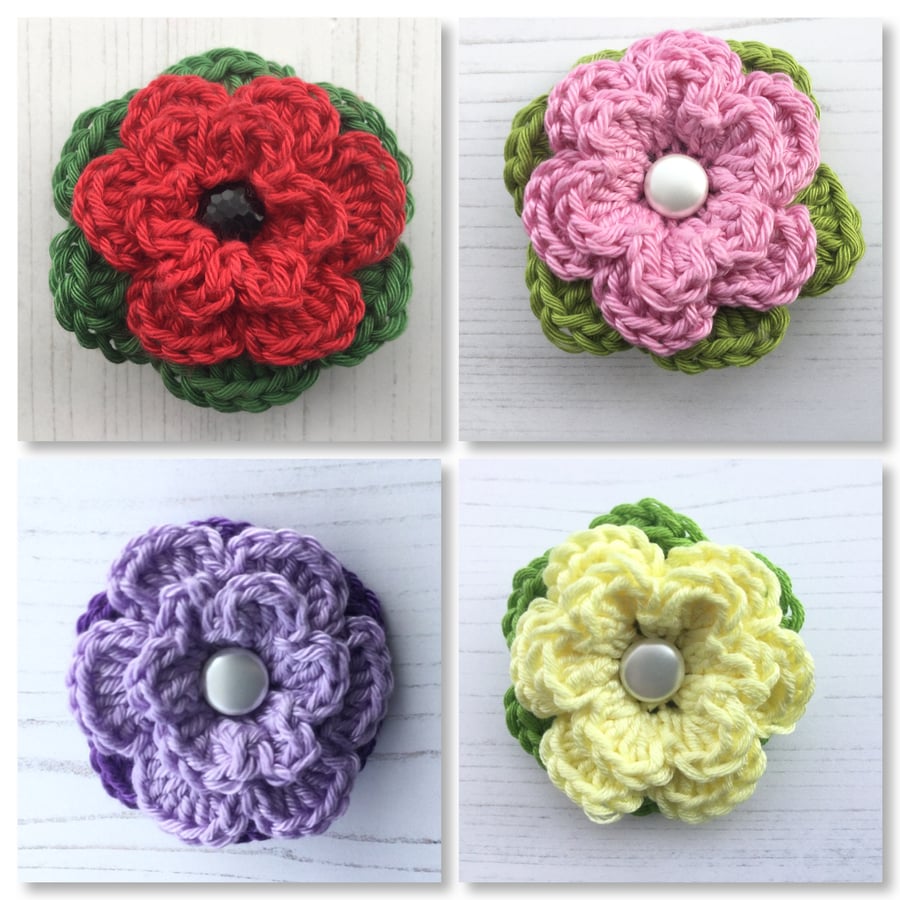 Crochet Flower Brooch Corsage