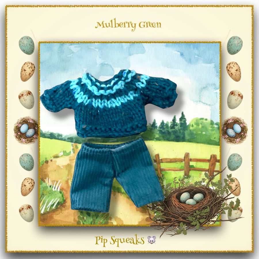 Pip Squeaks Turquoise Corduroy Trousers and Matching Jumper