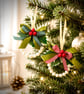 Farmhouse pearl wreath Christmas tree ornament gingham cottage hanging decor - Image 9