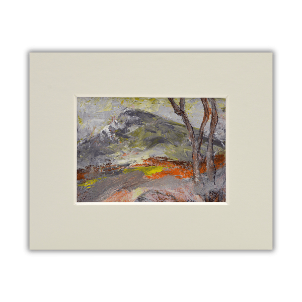A mounted small painting - Scottish mountain landscape - Tap O' Noth 