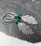 Silver and turquoise feather earrings - Image 7
