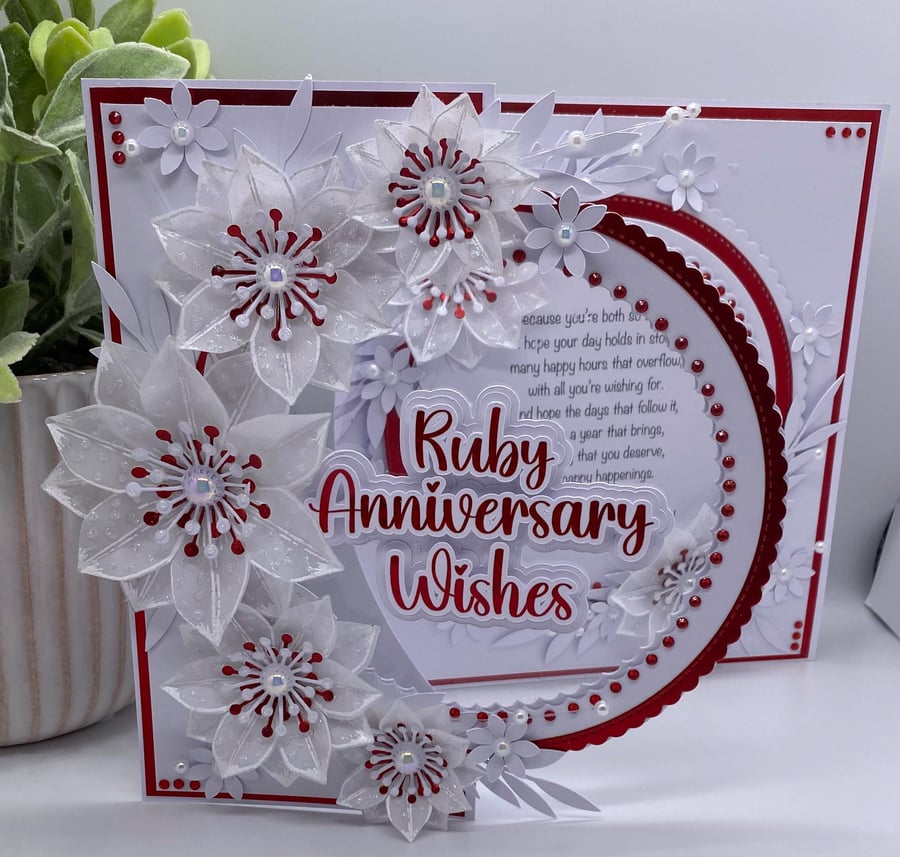 NEW Personalised - Luxury 40th Ruby Wedding anniversary card boxed