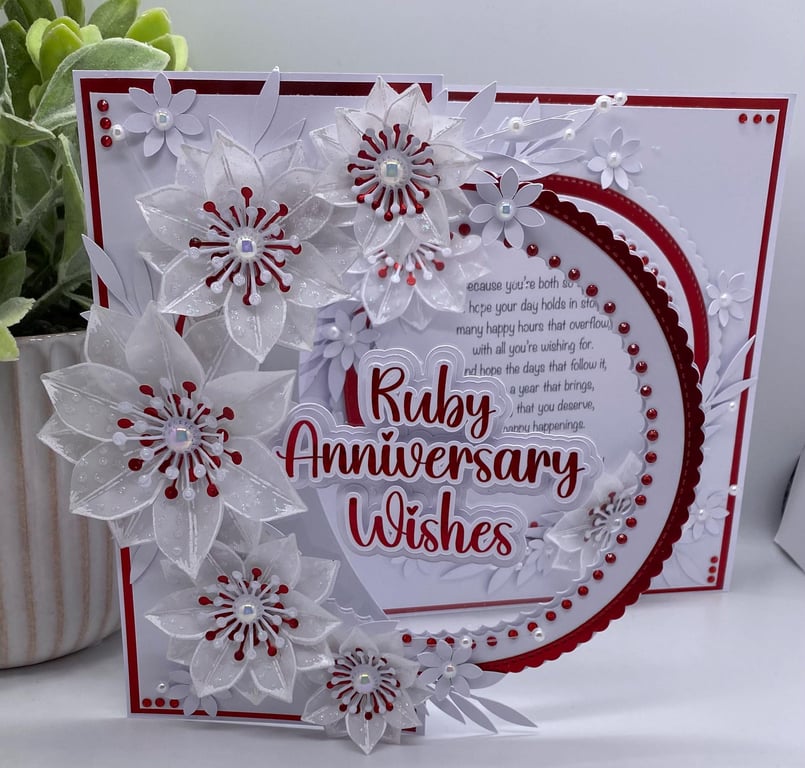 NEW Personalised - Luxury 40th Ruby Wedding anniversary card boxed