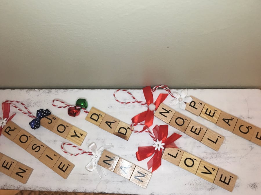 Handmade Personalised Christmas Scrabble Tile Decoration 