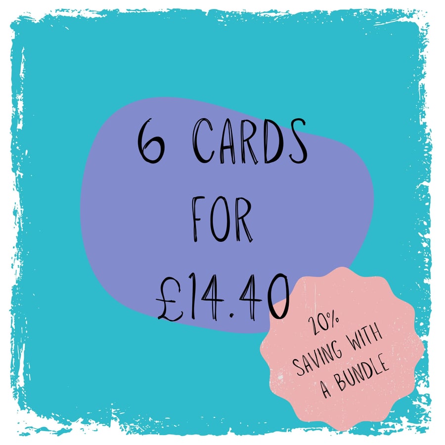 Mix and Match 6 Greeting Cards Bundle - Different occasions - for dog lovers 