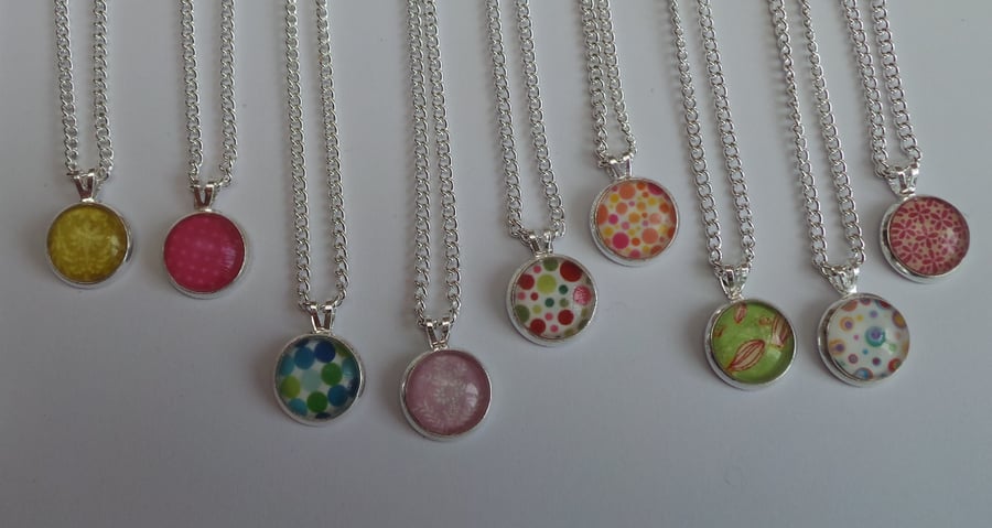 Silver Plated Glass Cabochon Necklaces Pendants lots of different designs