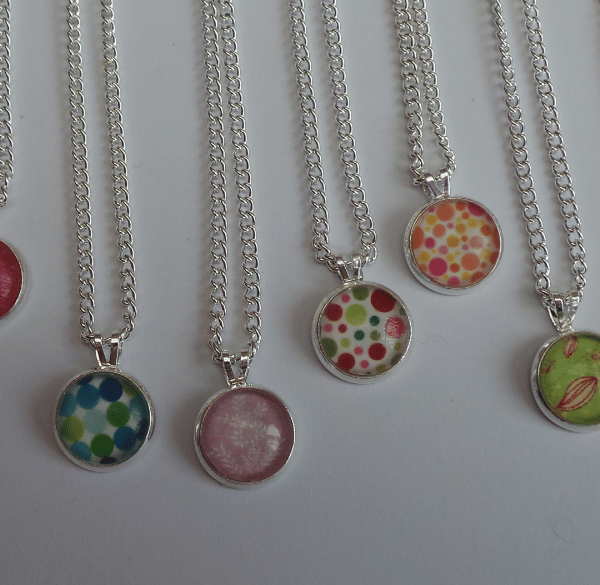 Silver Plated Glass Cabochon Necklaces Pendants lots of different designs