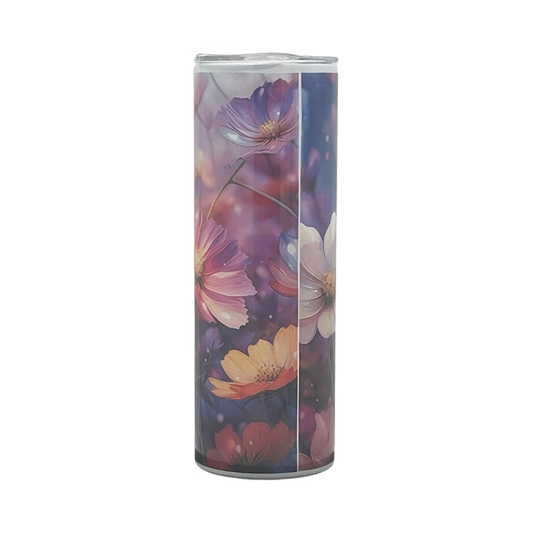 Dark Floral Pink Cosmos Flower Sparkle Tumbler