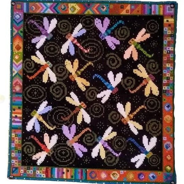 Dragonfly Dance Tapestry Kit, Embroidery and Bead, Charted, Needlepoint Pillow
