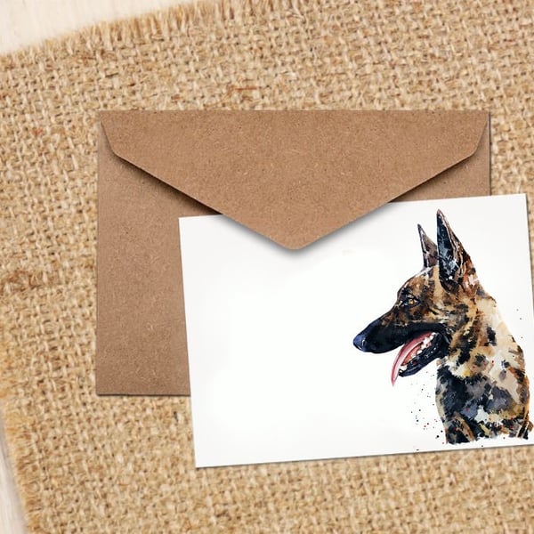 Belgian Malinois Shepherd Dog II Art GreetingNote Card.Malinois Dog Card,Belgian