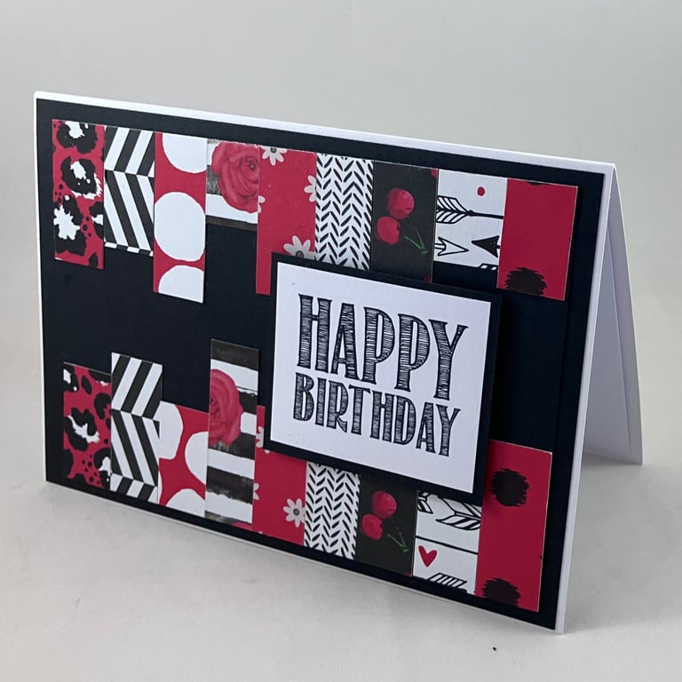 Black and red birthday card