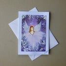 original art hand painted angel fairy blank greetings card ( ref FA 203 J3 )