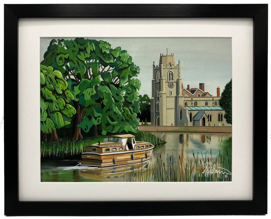 Hemingford, St James' Church, Landscape Art Framed Art Print 14" x 11" Frame 