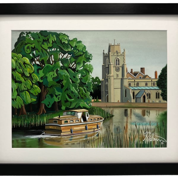 Hemingford, St James' Church, Landscape Art Framed Art Print 14" x 11" Frame 