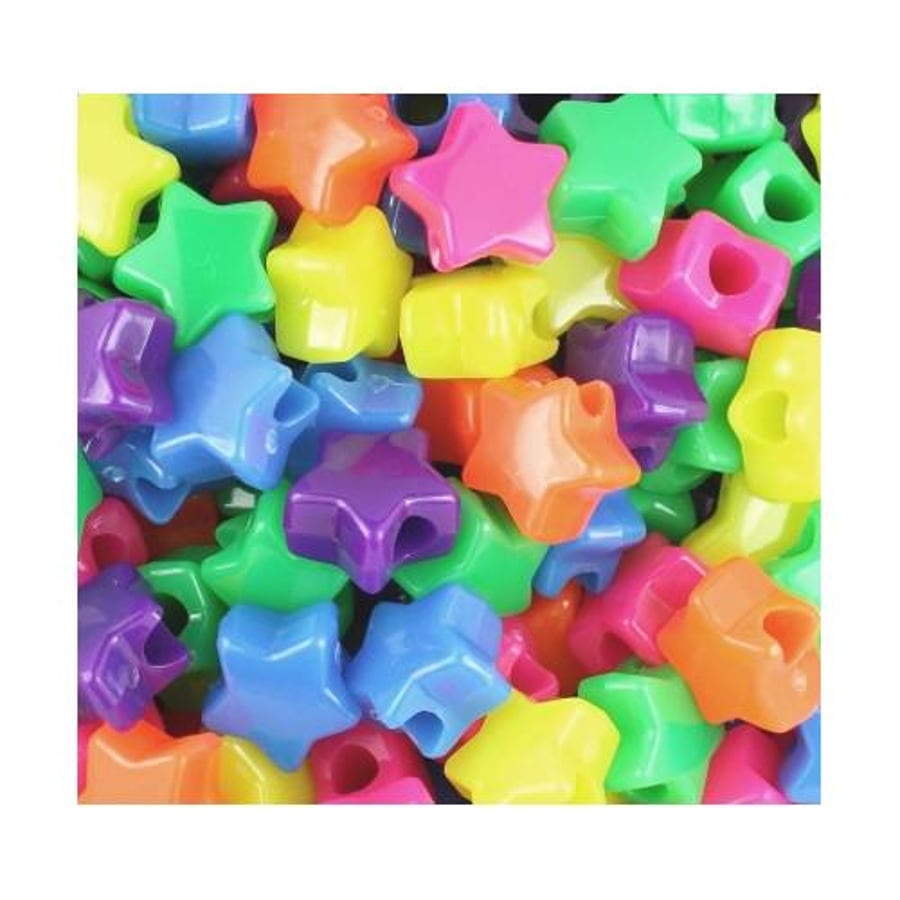 Acrylic Puffy Star Mixed 12mm Smooth Beads, 2mm Hole, Pack of 150