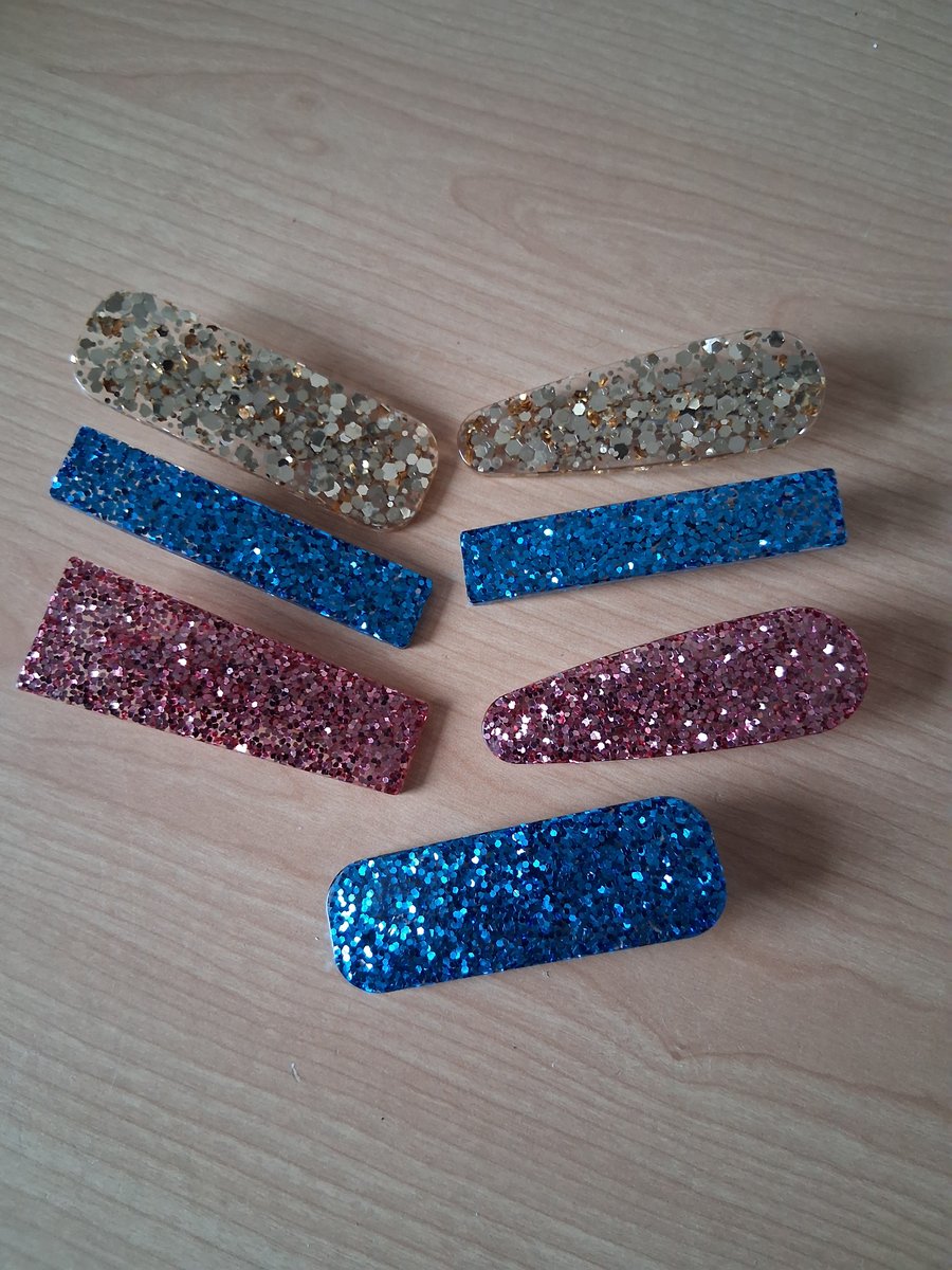 Glitter Hair Clips made with resin