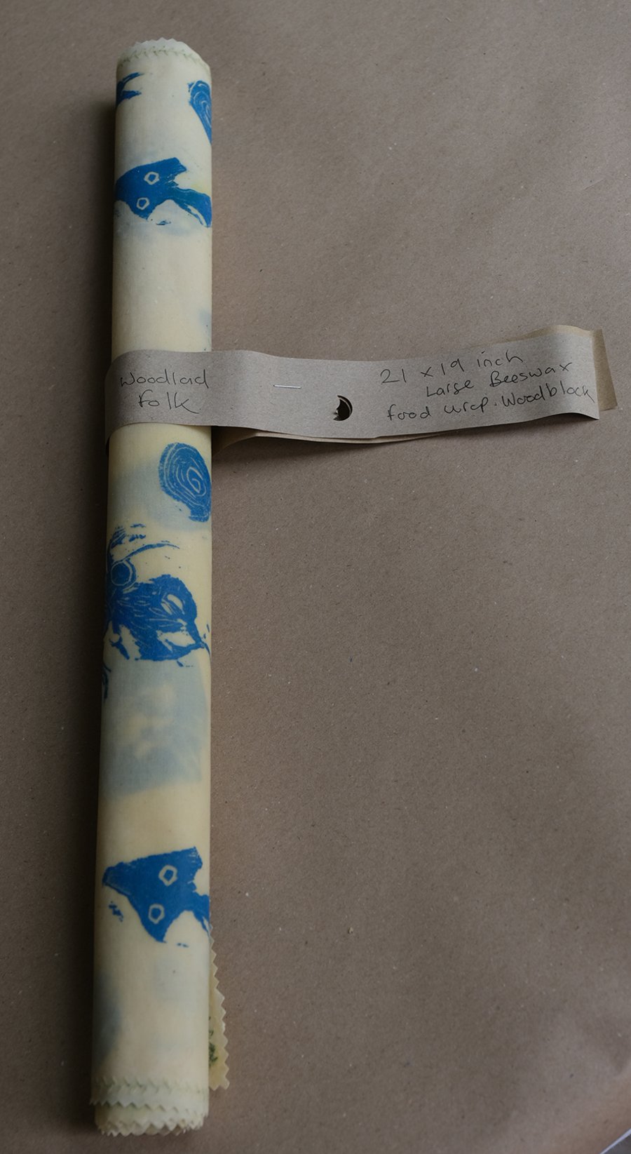 Beeswax Food Wrap. Woodland Folk Lino block Printed.