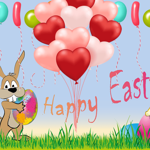 A5 Card Easter Rabbit Balloons 