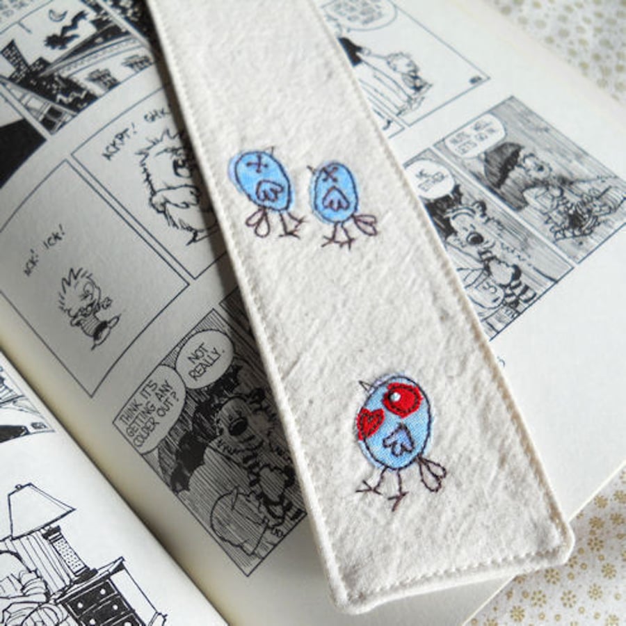 embroidered bookmark - zombie easter chicks