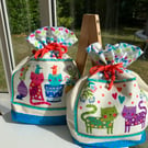 2 cats lined drawstring project forever gift bag