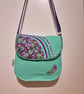 Mint green handbag with green and violet leaves  - Image 8