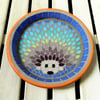 Rainbow Hedgehog Mosaic Garden Bird Bath