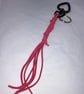 Pink Suede Keyring Bag Charm w Gunmetal coloured Heart-shaped Carabiner clasp