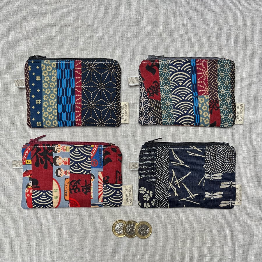 Coin Purse, Zippered Pouch, Japanese Patterns