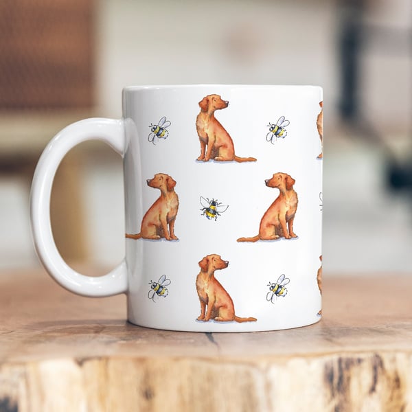 Fox Red Labrador and Bee Ceramic Mug