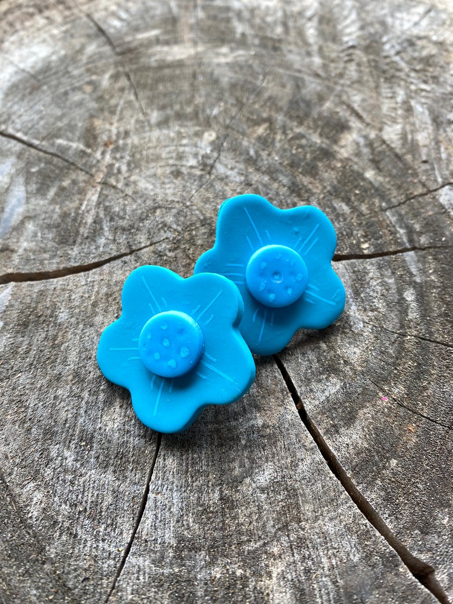 Pretty Floral Diary Stud Earrings Polymer Clay Retro
