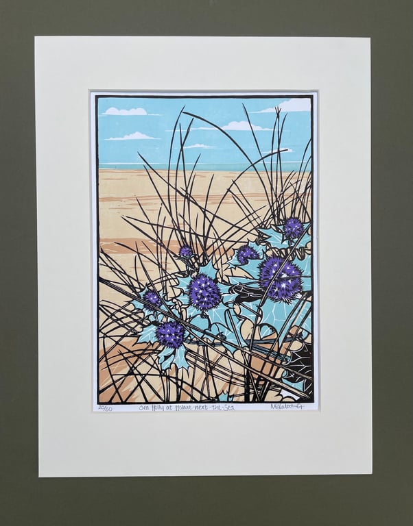 Sea Holly at Holme-next-the-Sea - Limited Edition Linocut Print