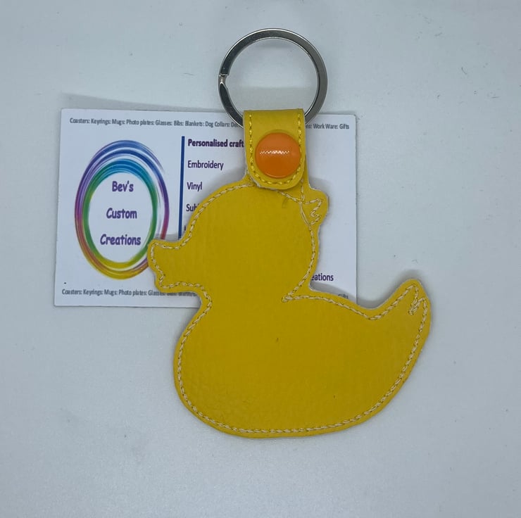 Embroidered rubber duck Keyring Folksy