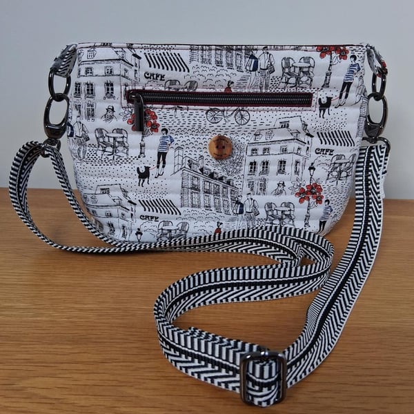 French Scene quilted shoulder bag