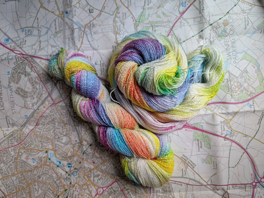 Tutti fruiti :: cupro cotton : nylon :: 4 ply :: 100g