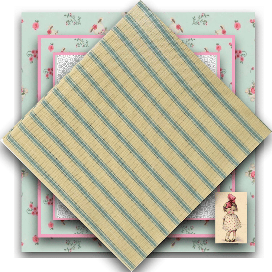 Linen Effect Blue Stripe Fat Quarter