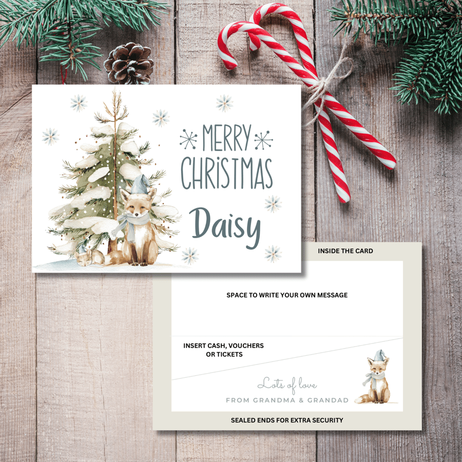 Cute Christmas Money Gift Card - Gift Wallet, personalised