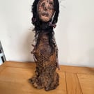 Horror Doll The Bad Seed Haunted Child Gothic Art, Upcycled Bottle Sculpture