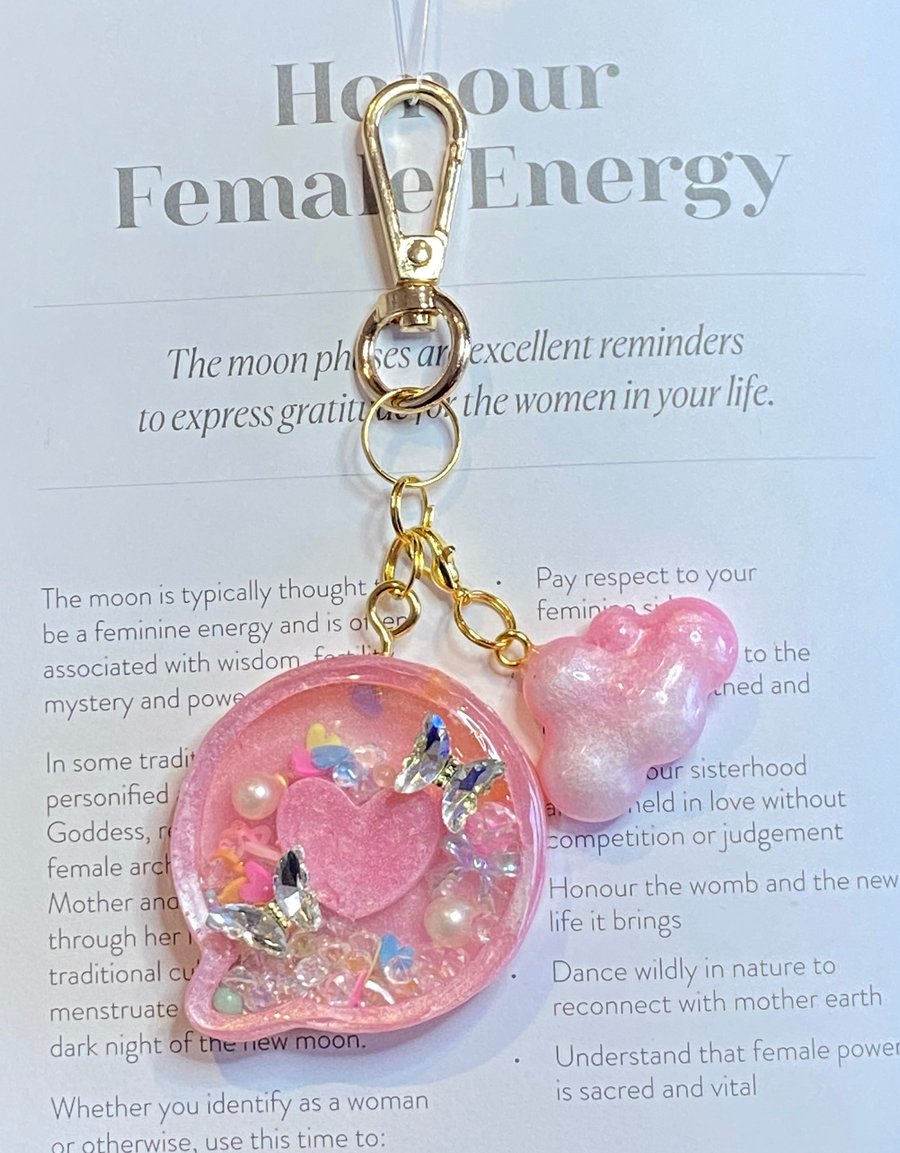 Handmade Shaker Keychain - 'Love Bubble' with Detachable Cloud charm